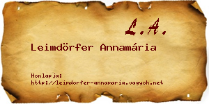 Leimdörfer Annamária névjegykártya